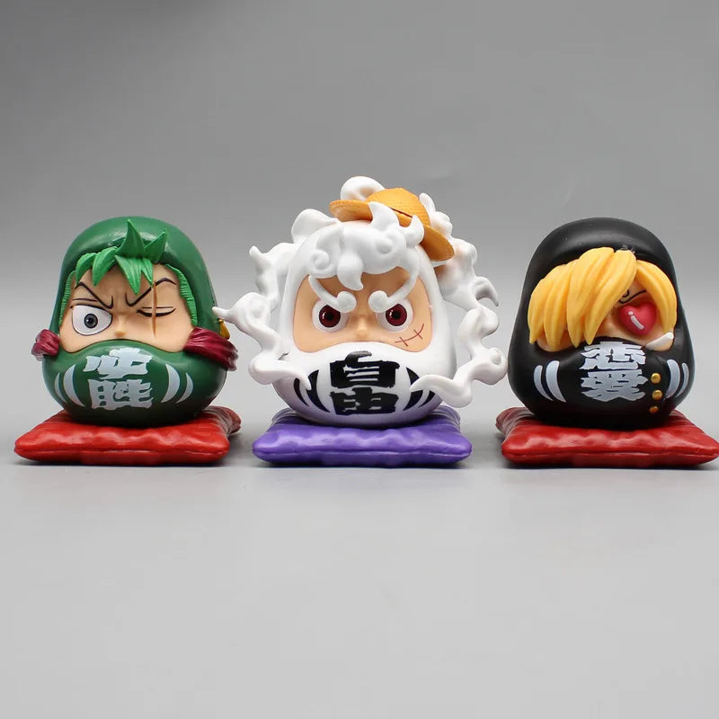 One Piece Gear 5 Luffy, Zoro, Sanji Daruma Tumbler Dolls