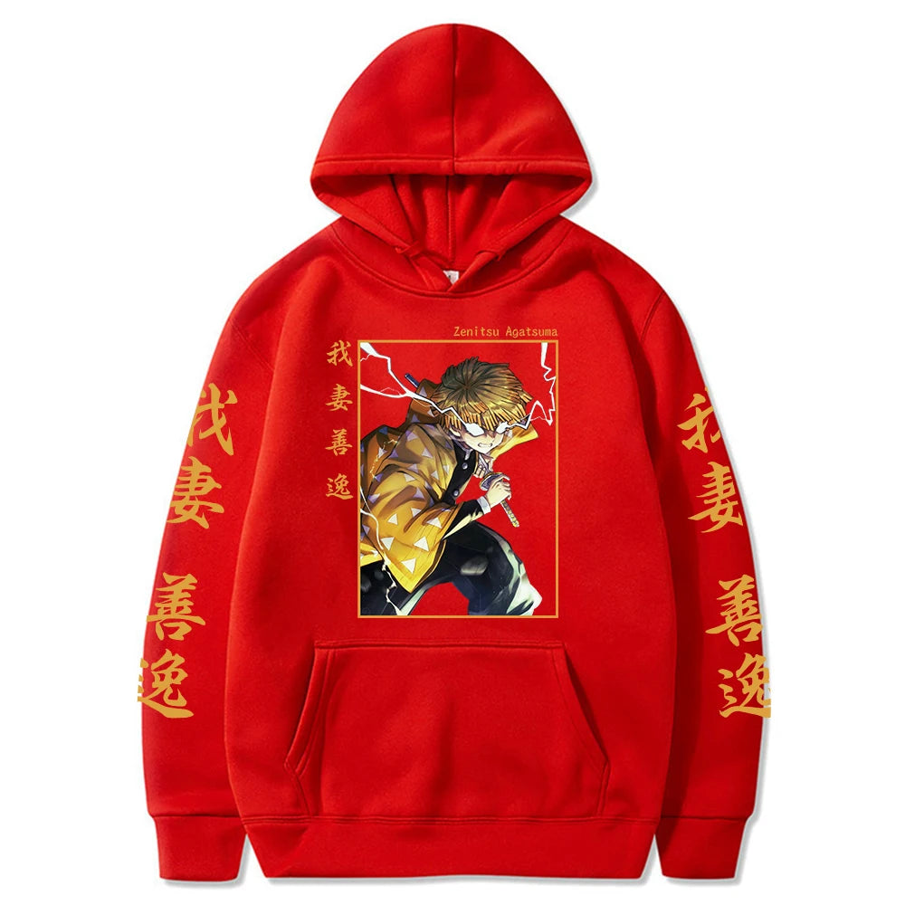 Demon Slayer hoodie,
Zenitsu Agatsuma hoodie,
Oversized anime hoodie,
Kimetsu no Yaiba apparel,
Demon Slayer sweatshirt,
Anime-inspired oversized hoodie,
Japanese anime clothing,
Zenitsu Demon Slayer hoodie,
Oversized graphic hoodie,
Anime character hoodie,