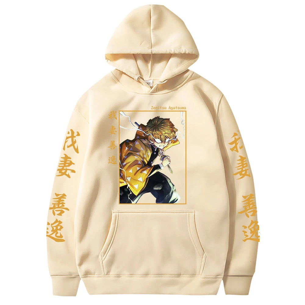 Demon Slayer hoodie,
Zenitsu Agatsuma hoodie,
Oversized anime hoodie,
Kimetsu no Yaiba apparel,
Demon Slayer sweatshirt,
Anime-inspired oversized hoodie,
Japanese anime clothing,
Zenitsu Demon Slayer hoodie,
Oversized graphic hoodie,
Anime character hoodie,