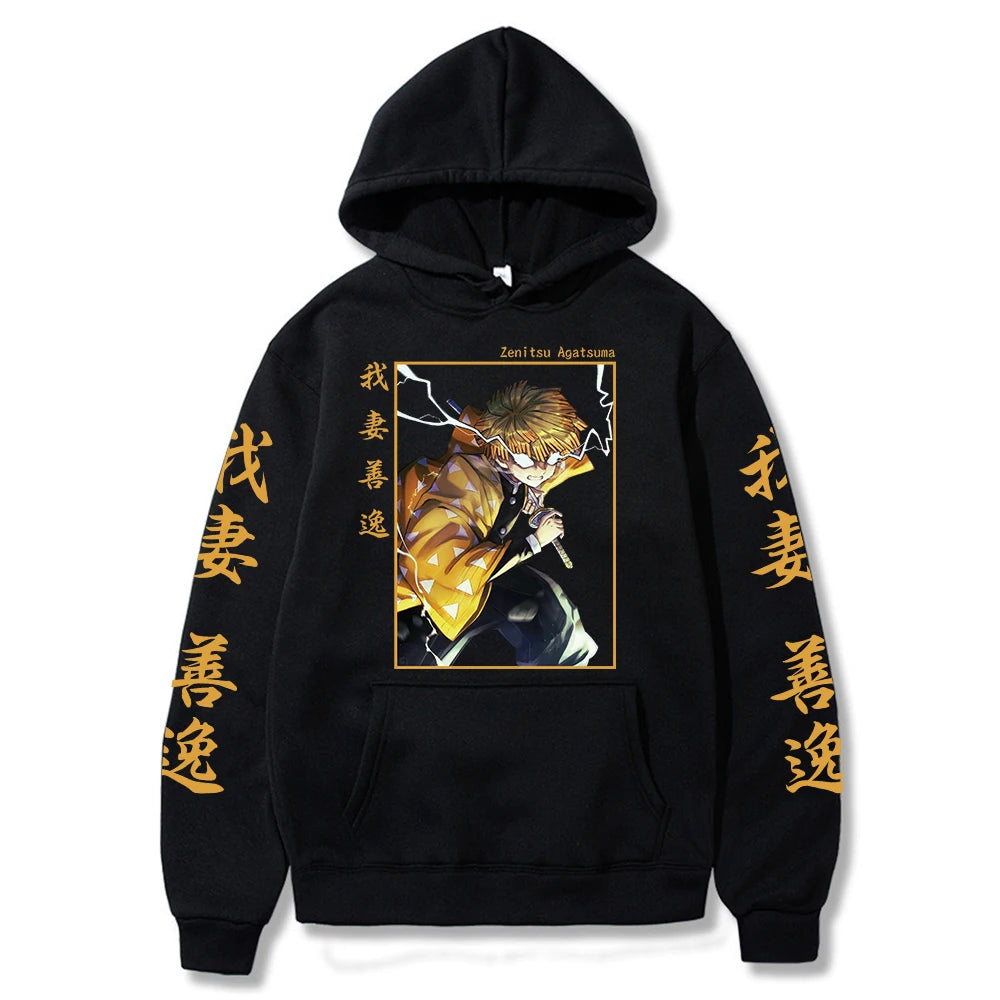 Demon Slayer hoodie,
Zenitsu Agatsuma hoodie,
Oversized anime hoodie,
Kimetsu no Yaiba apparel,
Demon Slayer sweatshirt,
Anime-inspired oversized hoodie,
Japanese anime clothing,
Zenitsu Demon Slayer hoodie,
Oversized graphic hoodie,
Anime character hoodie,